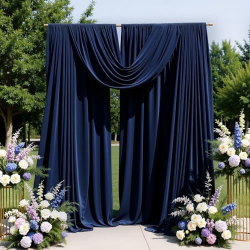 Navy Blue Backdrop Curtain - 40x10FT Back Drop Curtains for Parties Wrinkle-Free Soft Polyester Photo Backdrop Wedding Decorations Photoground Backdrop Stain-Resistant for Back Drop Stand, 8 Panels - Image 3