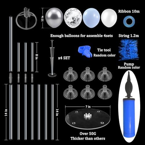 ZJDHPTY 4Set Light Blue Silver Balloon Stand Table Centerpieces Party Decor - Image 2