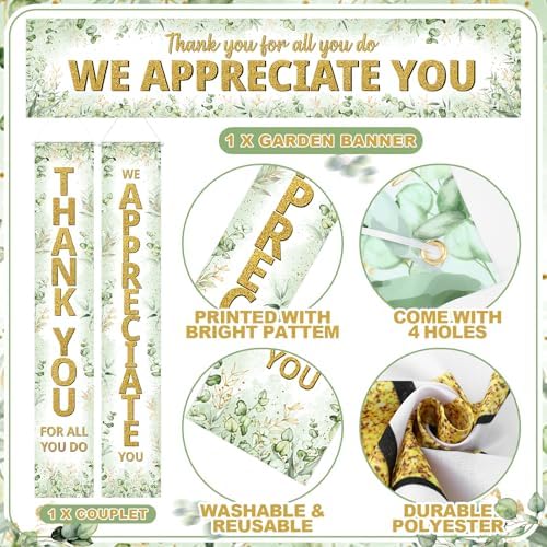 Smoothnovelty 3 Pcs Green Eucalyptus Appreciation Banner - Image 3