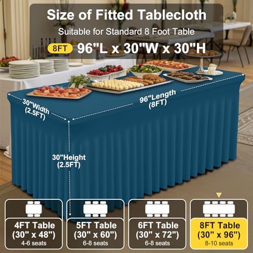 Smiry Spandex Elastic Fitted Table Cloth Skirt for 8FT Rectangle Table - Image 4