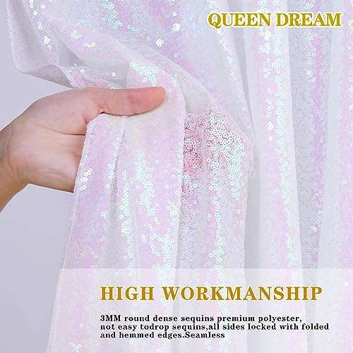 White Iridescent Sequin Backdrop 2 Panels 2FTx8FT Unicorn Backdrop - Image 6