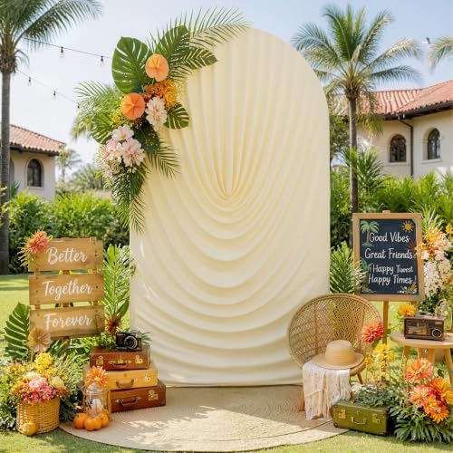 7.2FT Beige Draped Arch Cover, Ruched Ripple Arch Backdrop Cover for Wedding, Baby Shower, Birthday, Bridal Shower & Party Decorations by Unknown