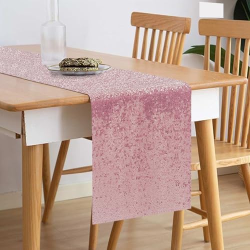 10 Packs 12 x 72 inches Light Pink Sequin Table Runner - Image 2