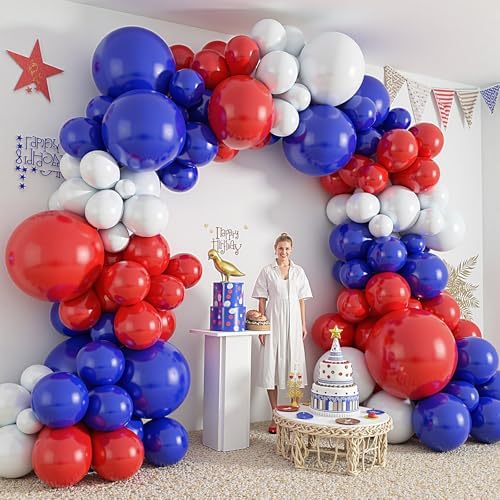 412Pcs Red White and Blue Balloons Garland Arch Kit, 5 10 12 18 inch Red White Blue Balloons for 4th of July Patriotic Decorations Graduation Baseball Birthday Party Decorations - Image 5