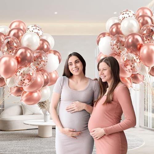 60pcs 12inch Rose Gold Balloons with Pearl White and Confetti Balloons - Image 5