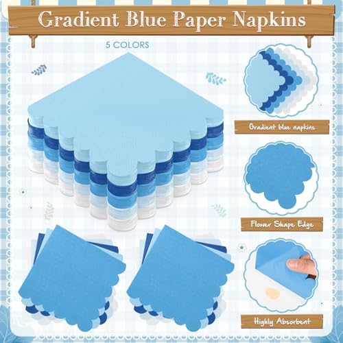 Zhehao 350 Pcs Blue Paper Plates and Napkins Party Supplies - Image 5