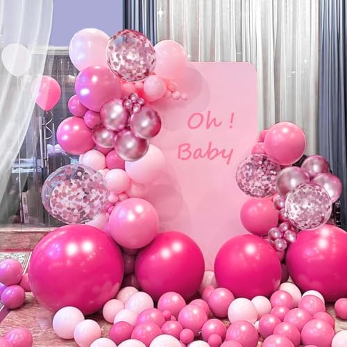 MEBAY Pink Balloon Arch Kit, 146 PCS Hot Pink Light Pastel Pink Metallic Balloons Garland with Confetti for Bridal Baby Shower Birthday Princess Wedding Party Decorations - Image 6