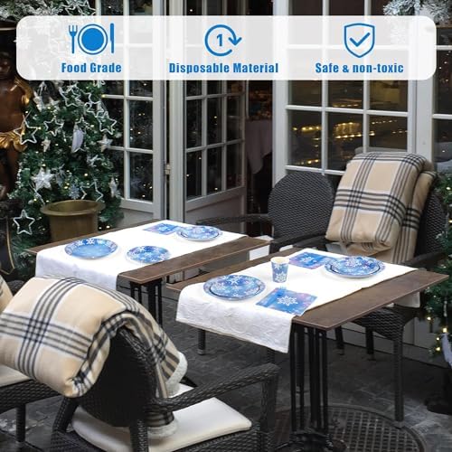 Kochorie 144 Pieces Frozen Party Supplies, Snowflake Tableware Sets Including Disposable Paper Plates Napkins Cups Forks Serves 24 for Winter Christmas Holiday Wonderland Birthday Party Decorations - Image 5