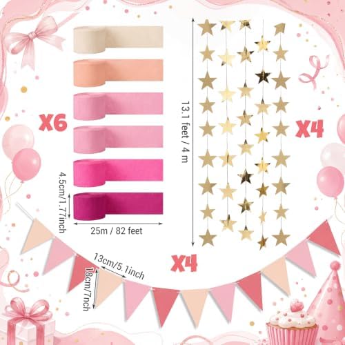 Frienda 14 Pcs Pink Party Decorations Set for Fancy Birthday Party - Image 2