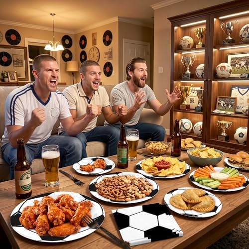 180Pcs Soccer Party Supplies Paper Plates and Napkins Serve 60 - Image 4