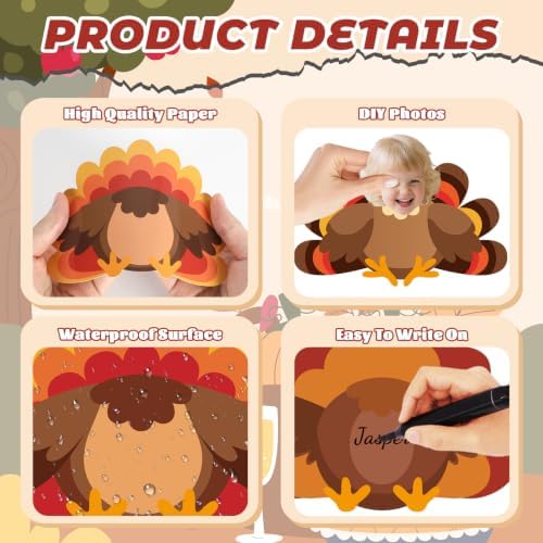 54Pcs Turkey Cutouts Thanksgiving Bulletin Board Decorations - Image 3