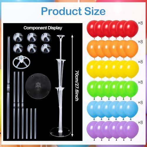 6 Balloon Stand Kit for Table Centerpieces with Balloon and Base Rainbow Balloons Holder Birthday Retirement Graduation Wedding Gender Reveal Party Baby Shower Decorations - Image 2