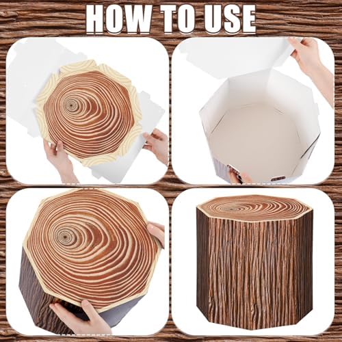 Fullhawl 6 Pcs 3D Tree Stump Boxes, Vbs Fake Wood Centerpieces - Image 4