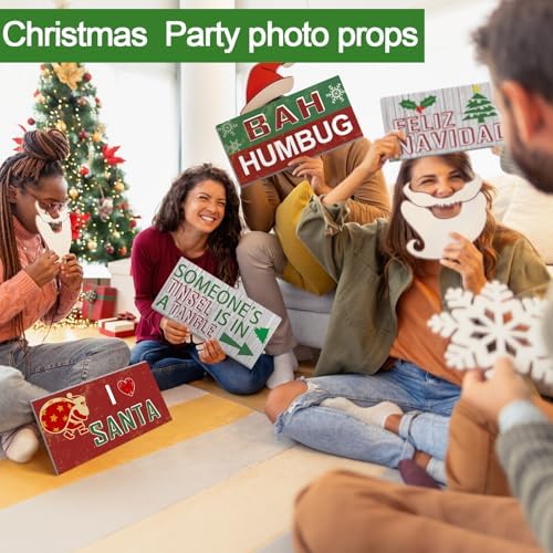 Beeveer 24 Designs Vintage Christmas Photo Booth Props, Party Supplies - Image 6