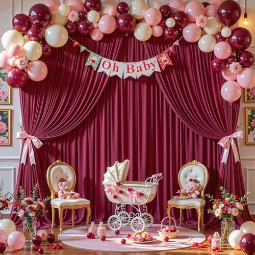 30x10ft Burgundy Backdrop Curtain Panels for Parties - Wrinkle Free Polyester Photo Curtain Backdrop Wedding Back Drop Fabric Drapes for Party Decorations Background for Photography - Image 7