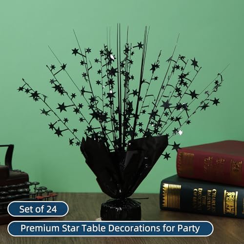 24 Pack Black Metallic Foil Spray Centerpiece Star Table Decoration Burst Table Centerpieces for Birthday New Year Wedding Anniversary Graduation Party Supply (Black) - Image 2