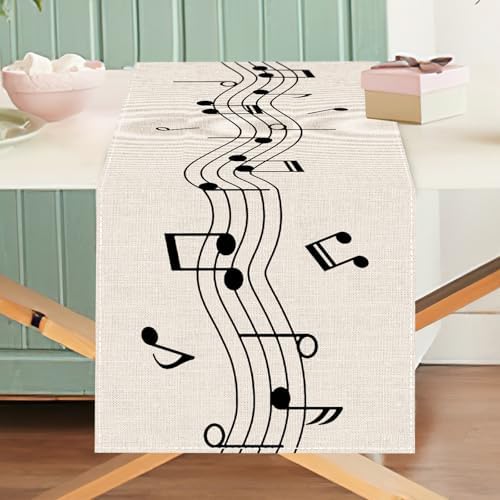 Vintage Music Sheets Dining Table Runner, Retro Musical Notes Staff - Image 5