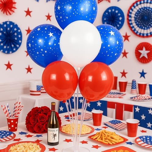 6pcs American Flag Balloon Stands Kit Table Centerpiece Table Decorations for Presidents' Day Anniversary Birthday Wedding Graduation Retirement Party Decorations (Red, White, Blue Flag) - Image 3