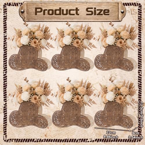 Cinnvoice 6 Pcs Cowboy Hat Centerpieces for Table Wooden Western Decor - Image 3