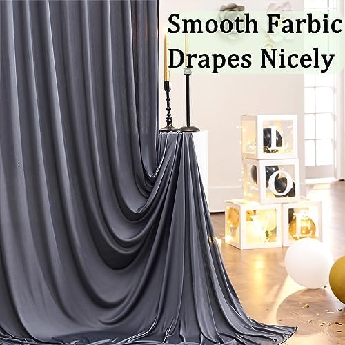 30ft x 10ft Wrinkle Free Charcoal Backdrop Curtains for Parties, 6 Panels Silky Polyester Photo Backdrop Drapes for Wedding Birthday Party Photography Background Backdrop Stand - Image 2