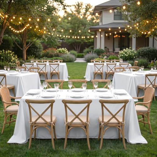 Fitable 6 Pack White Tablecloths for Rectangle Tables, 90 x 132 Inch - Image 2