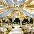 4 Panels 5ft(W) x 20ft(L) Silver Backdrop Curtain for Wedding Parties by PartyVillage