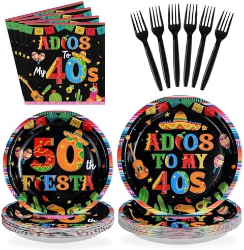 96Pcs Mexican Fiesta 50th Birthday Party Decorations, Serves 24 by Greencian