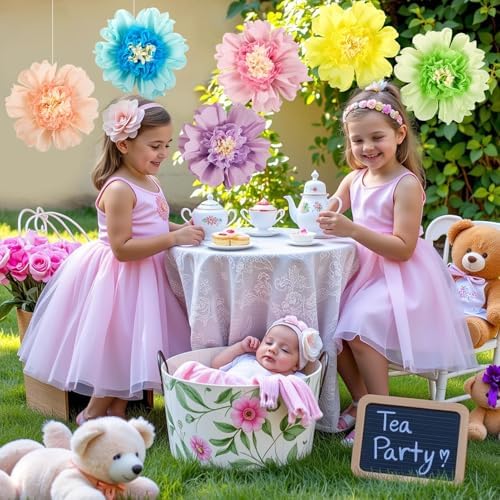 SUNBEAUTY Pastel Paper Flowers 6Pcs Large Tissue Paper Flowers Decoration for Wall 12 Inch Giant Crepe Flowers for Spring Garden Backdrop Pastel Birthday Easter Wedding Party Bulletin Board - Image 6