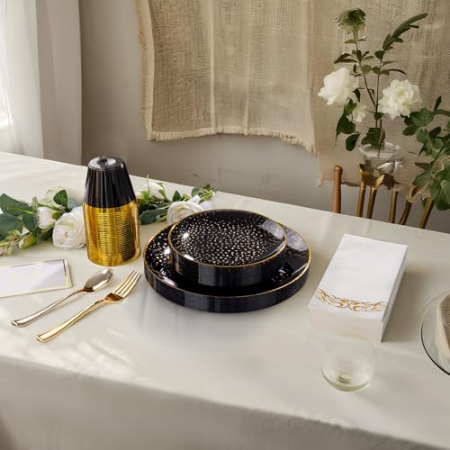 DaYammi 350PCS Clear Black Plastic Dinnerware Set for 50 Guests - Image 2