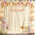 20x10FT Light Champagne Backdrop Curtains with Lights for Parties,Wrinkle Free Wedding Photo Backdrop Curtains for Baby Shower Birthday Ceremony Reception Home Party Decorations-5ft x 10ft,4 Panels by Partisky