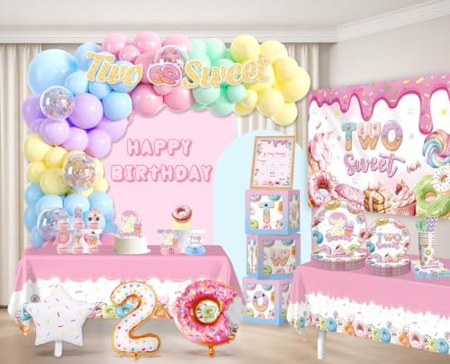 Cocomigo Two Sweet Birthday Decorations for Girls, Serves 20 - Image 3