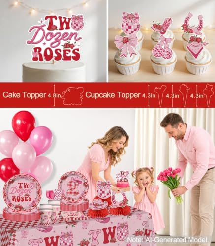 217PCS Two Dozen Roses 2nd Birthday Theme Party Supplies, Serves 25 - Image 6