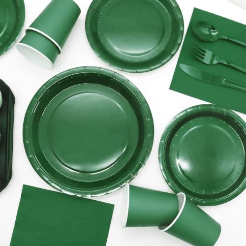 Green Paper Plates Party Supplies,350pcs Green Plates and Napkins Party Supplies Disposable Dinnerware Sets for St. Patrick's Mardi Gras Birthday Decorations Serve 50 - Image 4