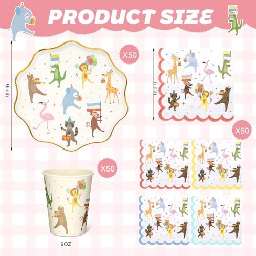 Potchen 150 Pcs Animal Parade Party Supplies Birthday Decorations - Image 2