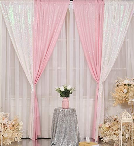 Poise3EHome Pink Sequin Backdrop Curtains,4 Panels 2FTx8FT Glitter Background for Party Birthday Party Baby Shower Wedding Christmas Thanksgiving Halloween Holiday Festival Decor - Image 3