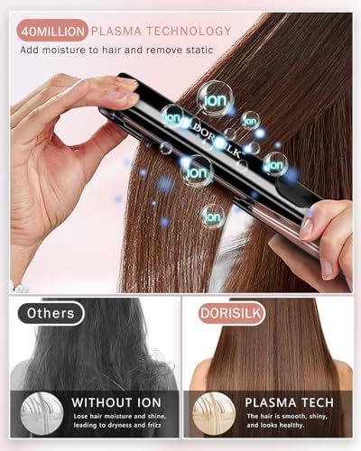 DORISILK 500 Degree High Temp Professional Hair Straightener，30s Fast Heating Ceramic Flat Iron ，2 in 1 Hair Straightener and Curler，Plasma Flat Iron Get Frizz-Free ，Dual Voltage for Travel Using - Image 5