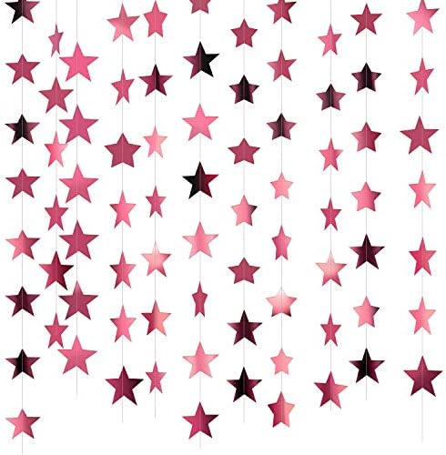 Patelai 130 ft Star Garland Banner Decor, Rose Pink by Patelai