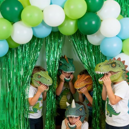 4 Pack Thickened Green Metallic Foil Fringe Curtains Streamer Rip Resistant Shimmer Tinsel Photo Booth Backdrop for Birthday Wedding Christmas Bachelorette Party Decorations 3.28ft x 6.56ft - Image 4