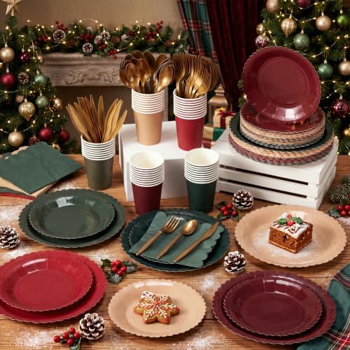 Zhehao 350 Pcs Christmas Plates and Napkins Party Supplies - Image 2