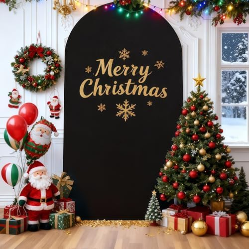 6.6 ft Arch Backdrop Cover Black - Double-Sided Spandex Arch Covers Stretchy Backdrop for Balloon Arches Birthday Party Baby Shower Banquet Wedding Photo Background - Image 7