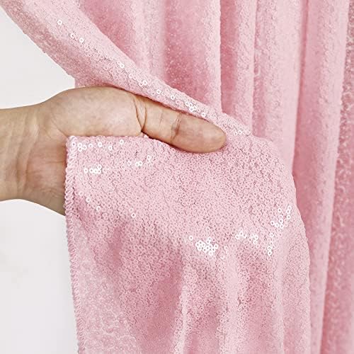 Pink Sequin Backdrop 2 Panels 2FTx8FT Birthday Party Backdrop Curtains - Image 4