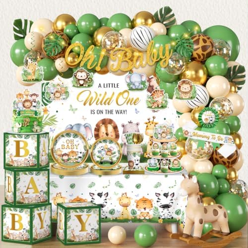 Safari Baby Shower Decorations Decorations, All-in-One Set for 30 Guests by cocomigoPartyHome