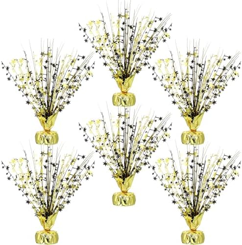 Crowye 6 Pcs Black Gold Foil Spray Centerpieces Wedding Decor, Small Star by Crowye