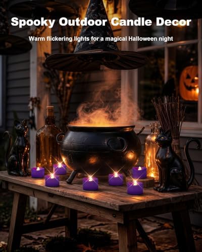 Homemory 12-Pack Purple Flameless Battery Tea Light Candles, 200+ Hours - Image 3