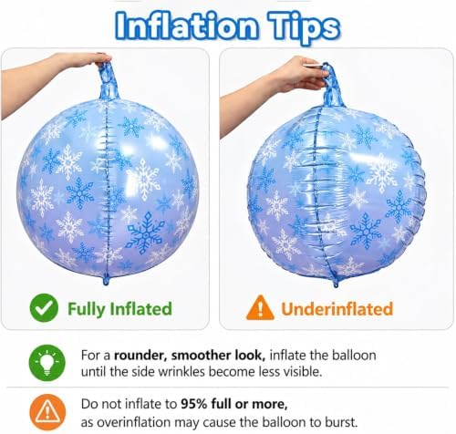 Snowflake Round Foil Balloons, 9 PCS 22Inch Winter Wonderland 4D Balloons - Image 3