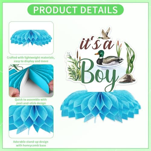 9 Pcs Mallard Duck Baby Shower Decorations Centerpieces, It's a Boy - Image 4
