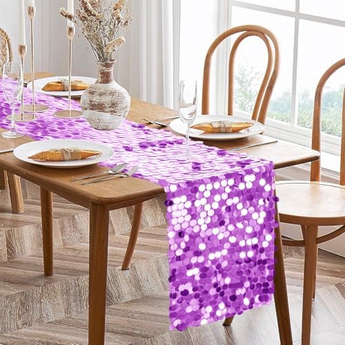 VHH Sequin Table Runner 12 x 108 inches Lavender Table Runner, Glitter Runner for Party Wedding Birthday, Party Spring Easter Rustic, Birthday Supplies Decorations (1 Pack). - Image 3