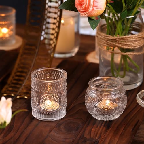 DARJEN 24Pcs Clear Votive Candle Holders - Glass Tea Light Candle Holder, Candle Holders Bulk, Embossed Candle Votives for Wedding Centerpiece & Home Decor (Pack of 3) - Image 5