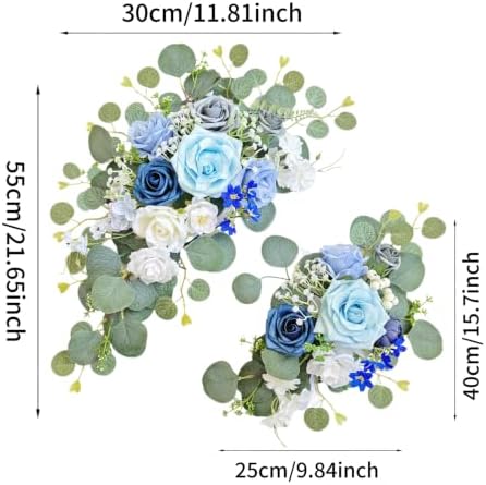 Odouzy Pack of 2 Wedding Arch, Artificial Flowers, Wedding Decor，Flower Garland Be Suited to Banquet, Party, Reception Entrance Welcome Sign and Background Decoration (Blue) - Image 2