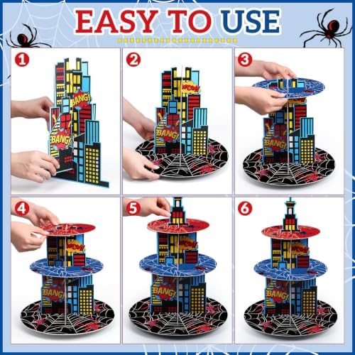 2Pcs 3 Tier Spider Cupcake Stand Decoration Spider Cupcake Tower - Image 4